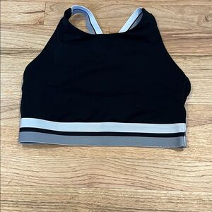 GAP Black High-Neck Sports Bra with Gray Contrast Bands